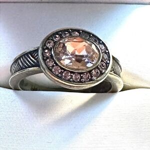 Vintage Statement Cocktail Ring Women Size 9 Gold Amber Etched Gothic Mystical